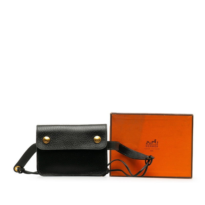 Hermes Black Gold Leather Waist Bag