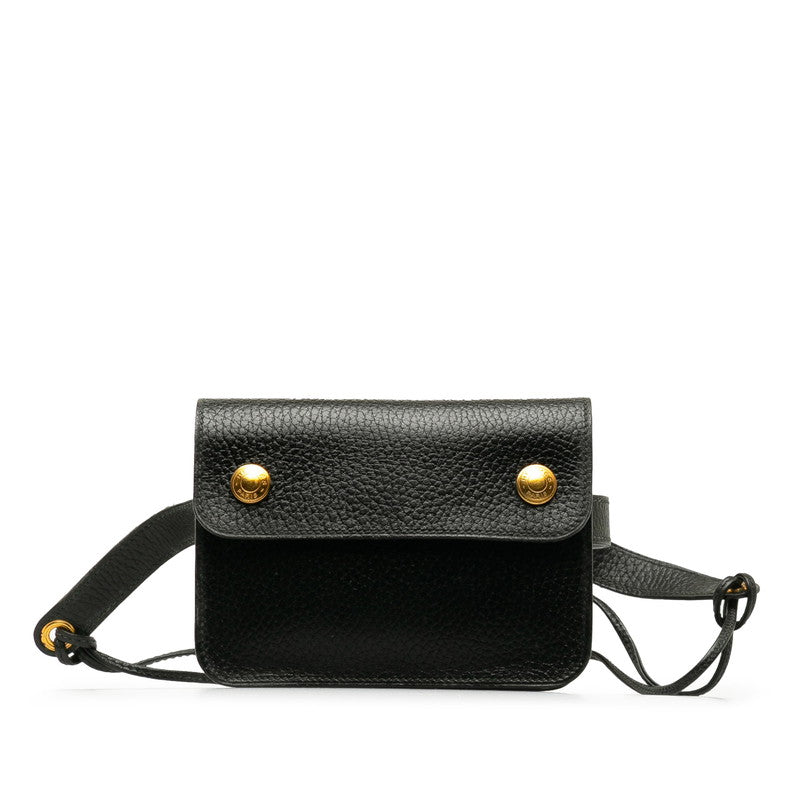 Hermes Black Gold Leather Waist Bag