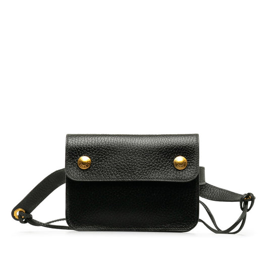 Hermes Black Gold Leather Waist Bag