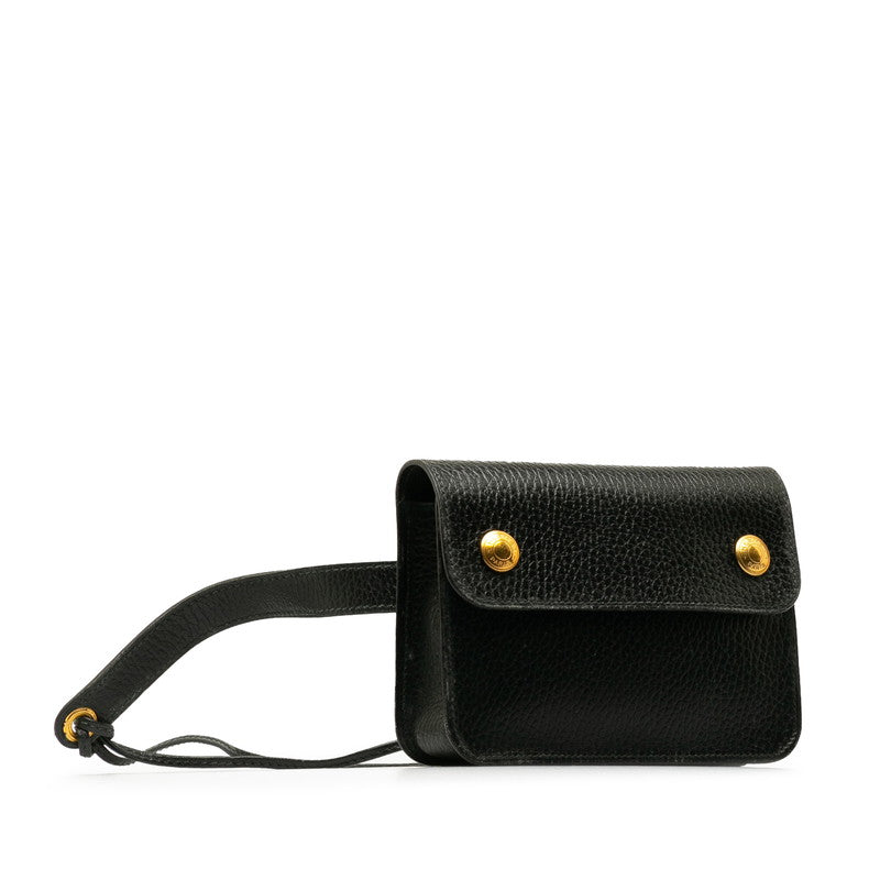 Hermes Black Gold Leather Waist Bag