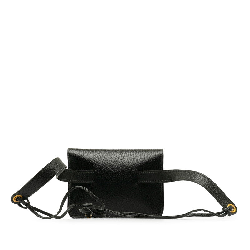 Hermes Black Gold Leather Waist Bag