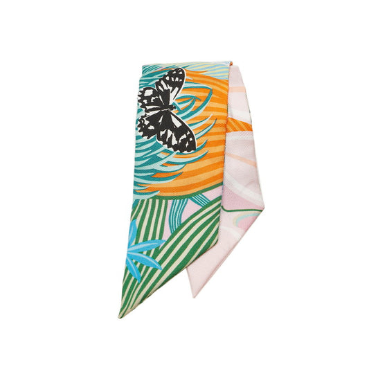 Hermes Twilly Savannah Butterfly Silk Scarf