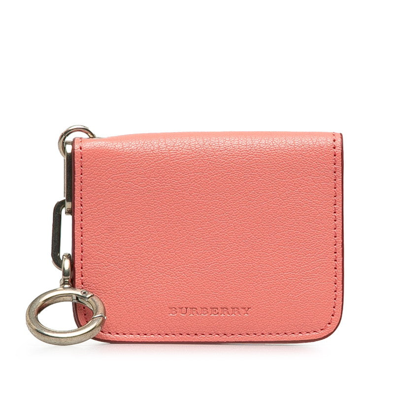 Burberry Logo Card Case Holder Pink Leather