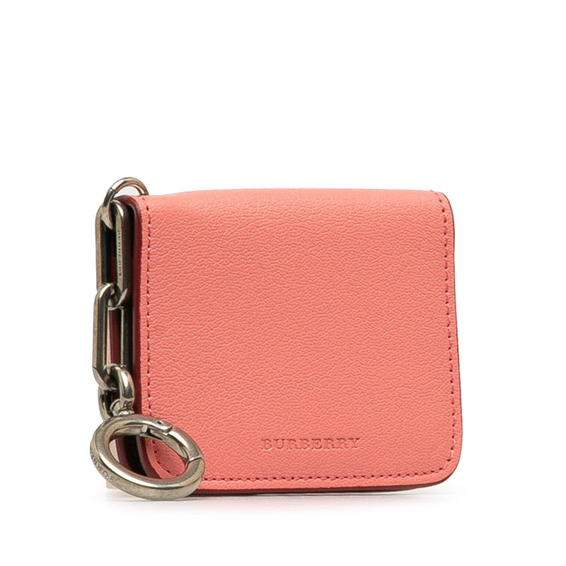 Burberry Logo Card Case Holder Pink Leather