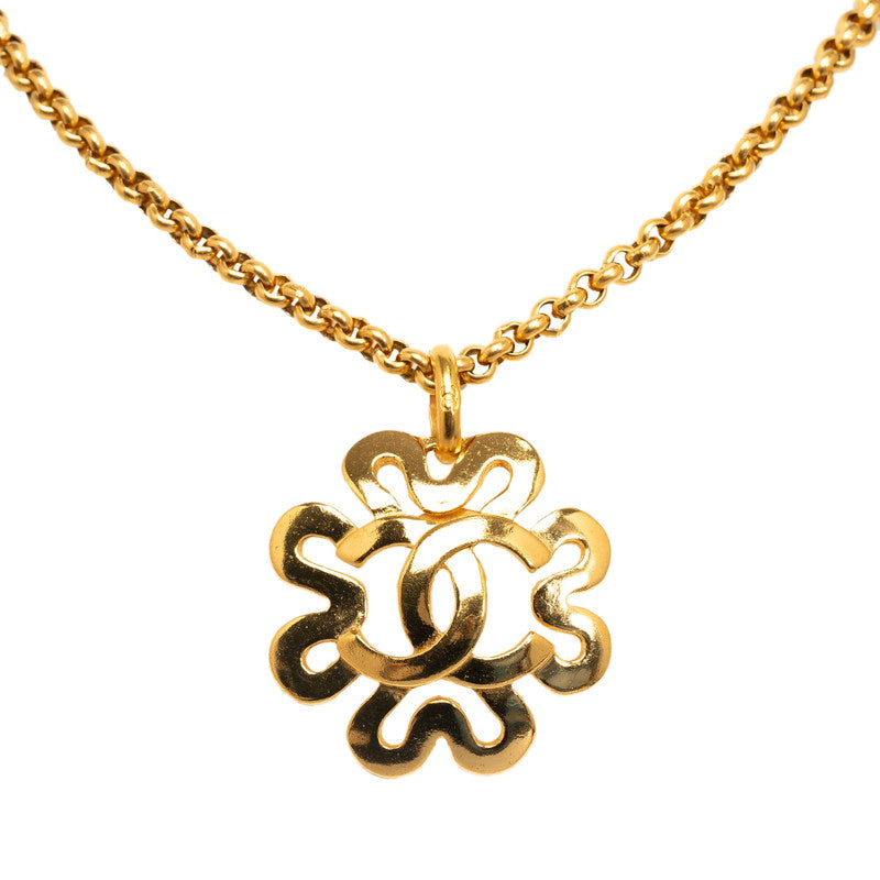 Chanel Vintage CC Logo Clover Pendant Necklace