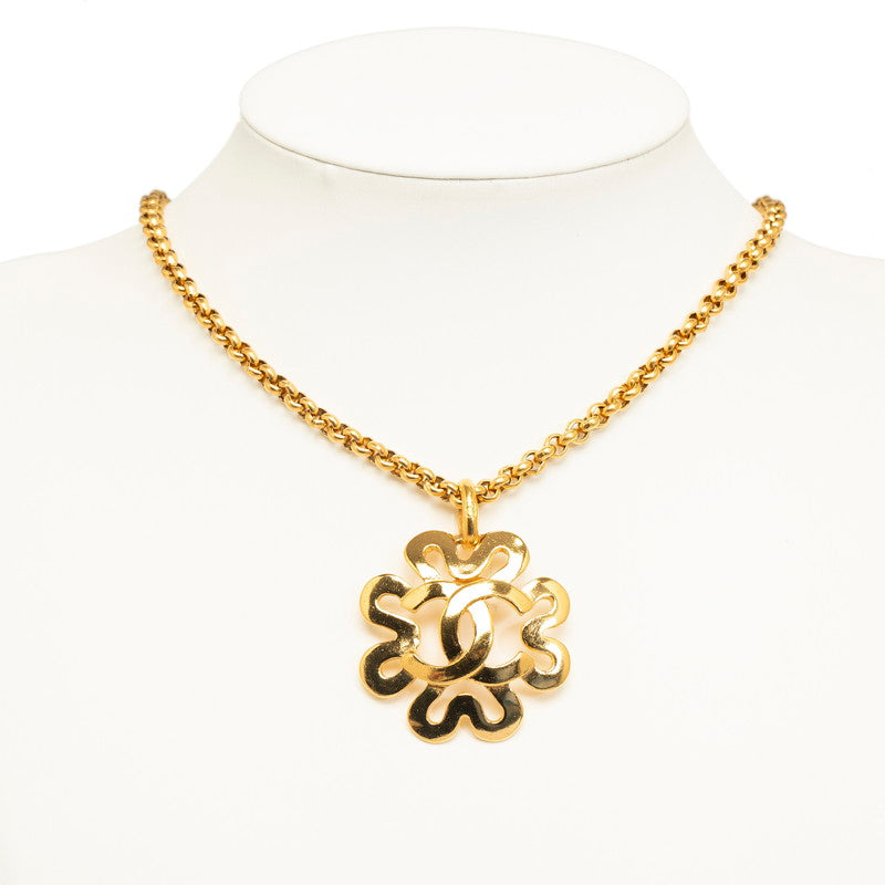 Chanel Vintage CC Logo Clover Pendant Necklace