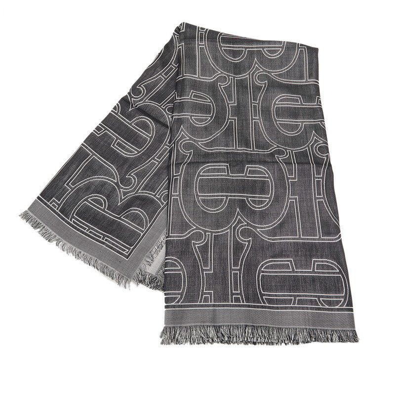 Burberry TB Monogram Large Stole Wool Scarf