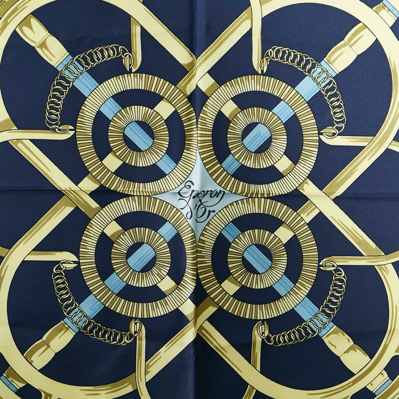 Hermes Carre 90 Eperon D'or Golden Spur Silk Scarf