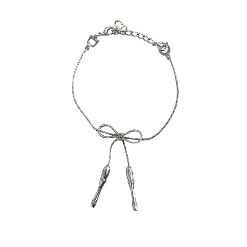 Dior Jump Rope Ribbon Motif Silver Metal Bracelet
