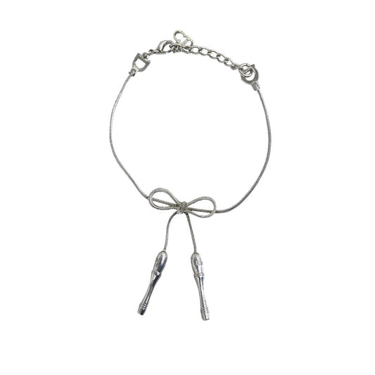 Dior Jump Rope Ribbon Motif Silver Metal Bracelet