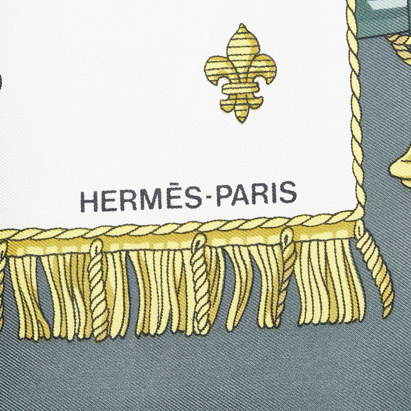 Hermes Carre 90 Vue Du Carosse De La Galere La Reale Queen's Coronation Silk Scarf